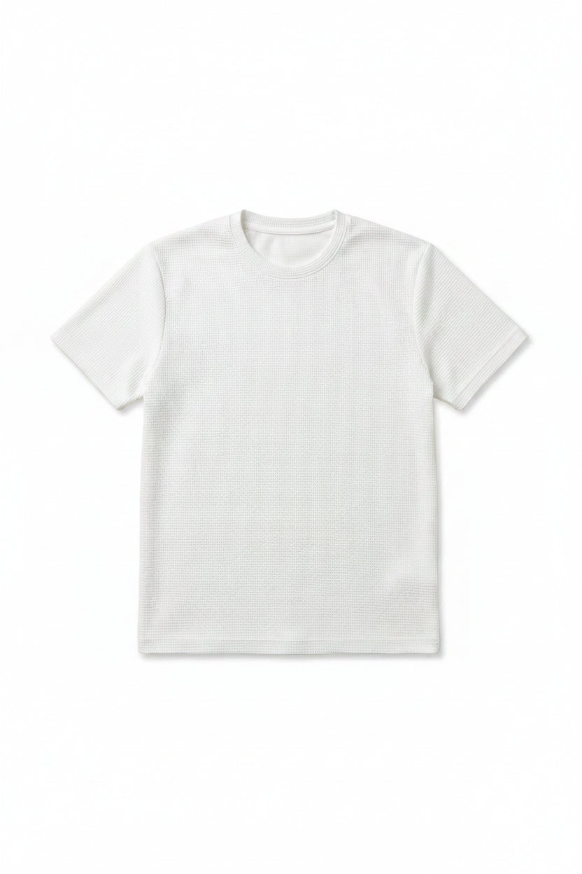 White Waffle Knit T-Shirt