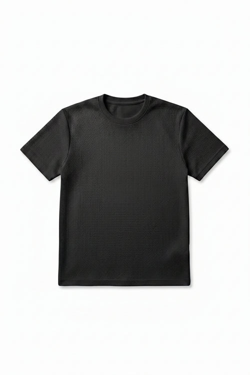 Black Waffle Knit T-Shirt